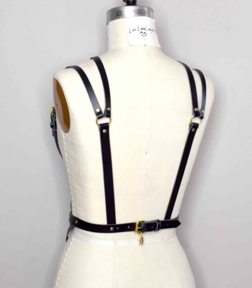 Diamanté Black Leather Waist Harness - Image 5
