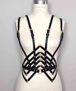 Diamanté Black Leather Waist Harness