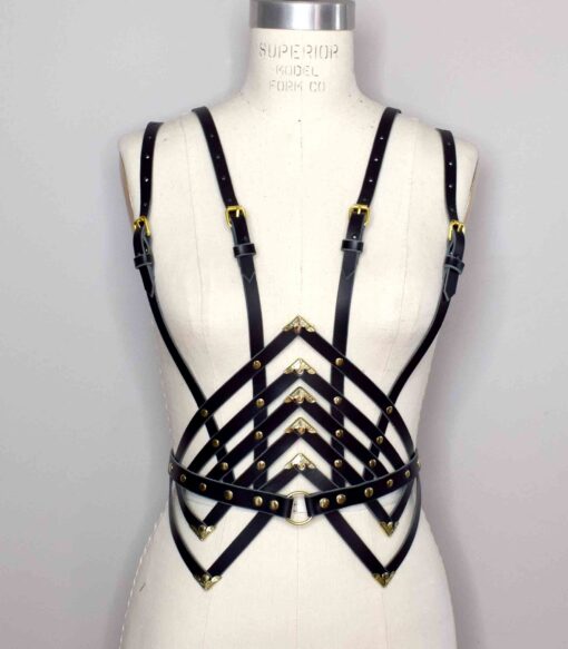 Diamanté Black Leather Waist Harness