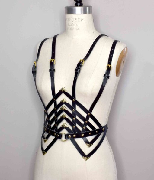 Diamanté Black Leather Waist Harness - Image 3