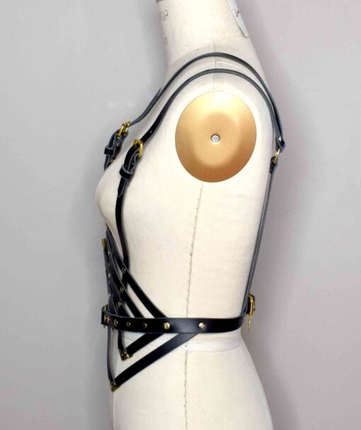 Diamanté Black Leather Waist Harness - Image 4