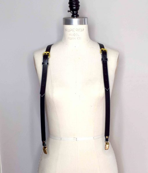 Vanity Black Leather Suspenders - Image 2