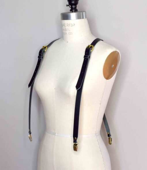 Vanity Black Leather Suspenders - Image 3