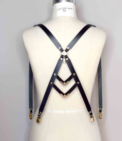 Vanity Black Leather Suspenders