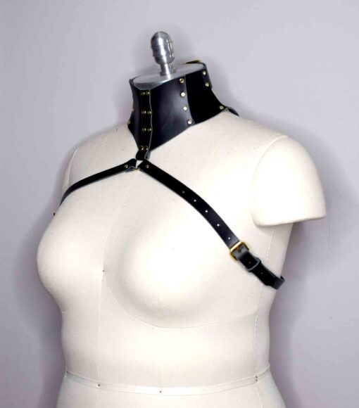 Stigma Black Leather Posture Collar Harness - Image 9