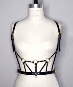 strappy leather bodice