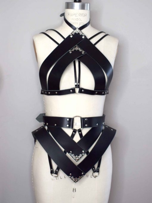 leather bra belt set