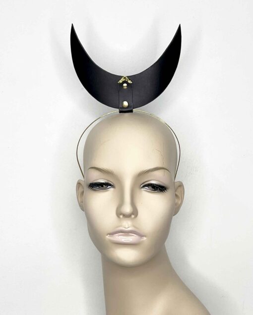 Crescent Moon Leather Hair Pin