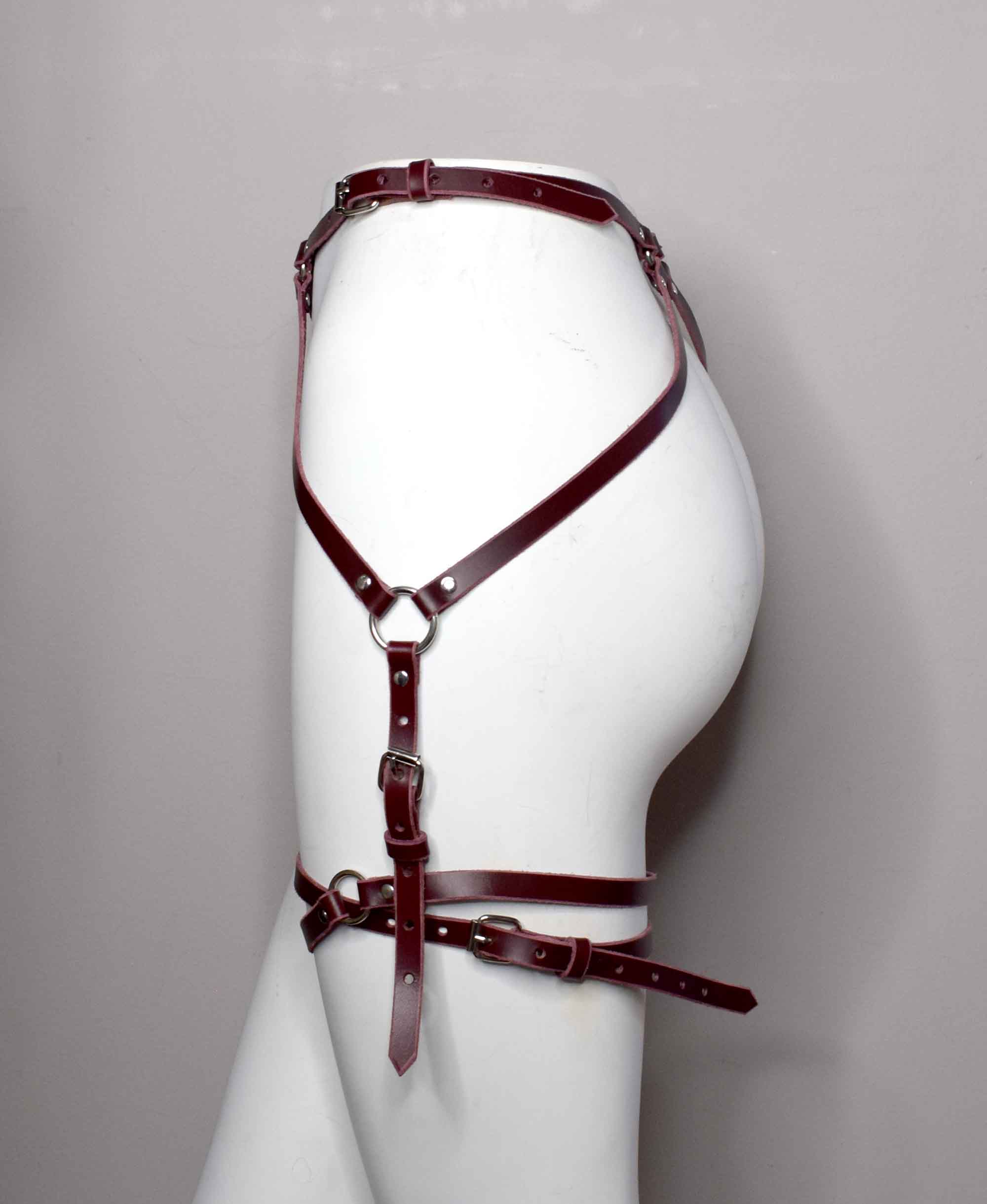 Mono Crossed Leather Leg Harness