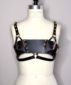Morgana Paneled Leather Bra Top