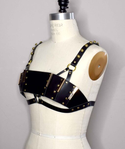 Morgana Paneled Leather Bra Top - Image 2