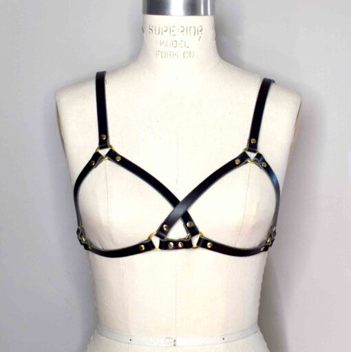 Mono Crossed Leather Harness Bra - Image 2