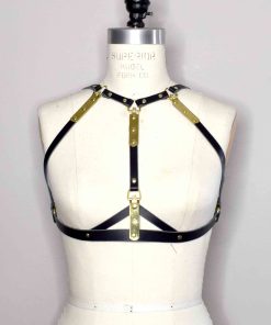 leather harness bra