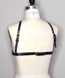 leather harness bra