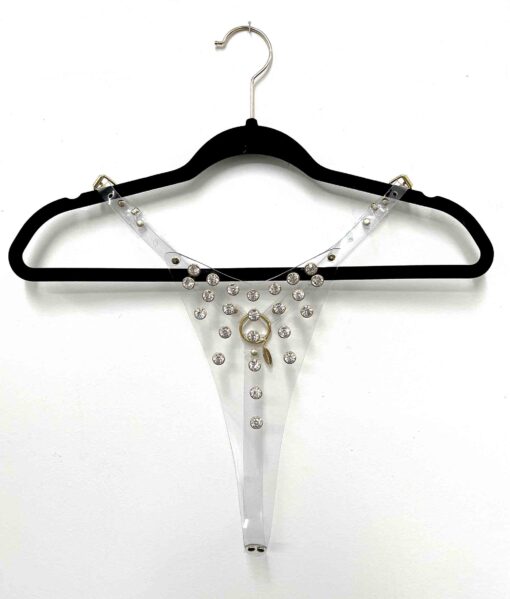 Tina Clear PVC Rhinestone High Cut Thong - Image 5