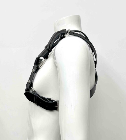 Dovan Masc Studded Black Leather Chest Harness - Image 4
