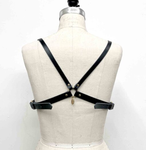 Hecate Black Leather Triangle Bra - Image 5