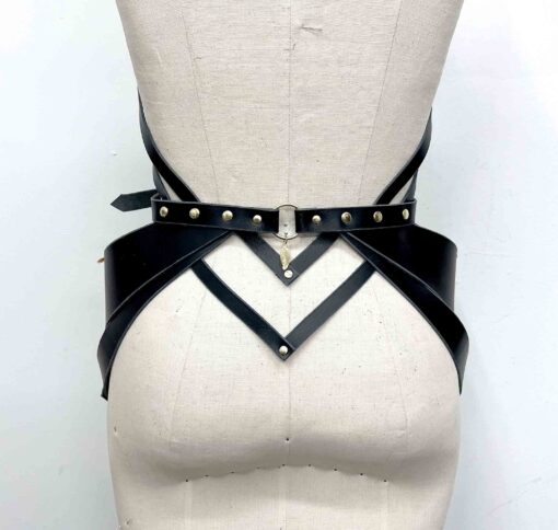 Hecate Black Leather Peplum Belt - Image 4