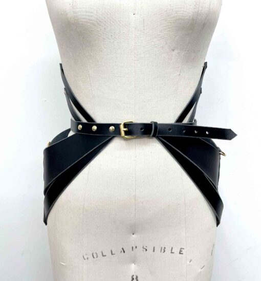 Hecate Black Leather Peplum Belt - Image 2