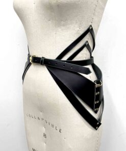 Hecate Black Leather Peplum Belt