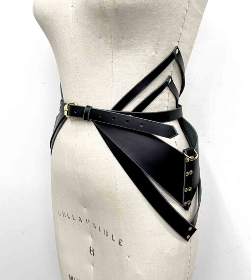Hecate Black Leather Peplum Belt