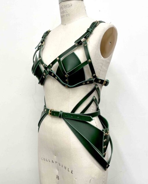 Hecate Black Leather Triangle Bra - Image 12