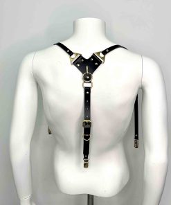 Slim y-back leather suspenders