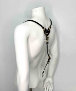 Slim y-back leather suspenders