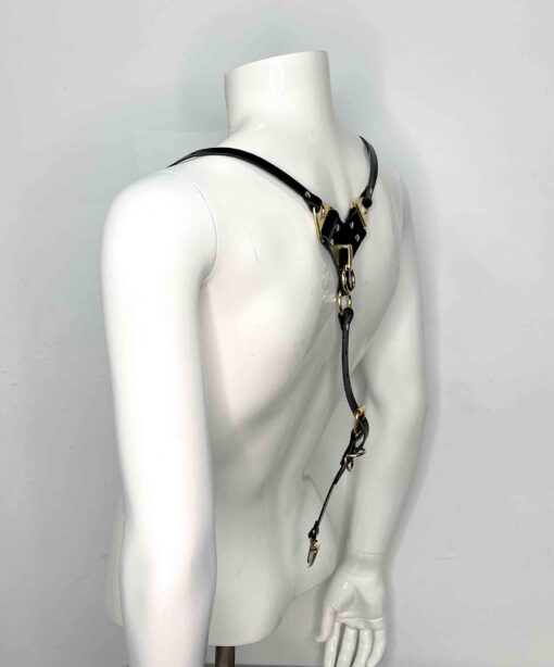 Slim y-back leather suspenders