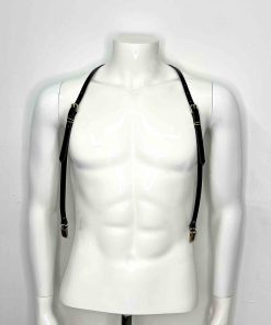 Slim y-back leather suspenders