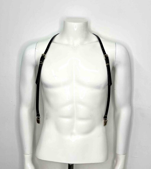 Slim y-back leather suspenders