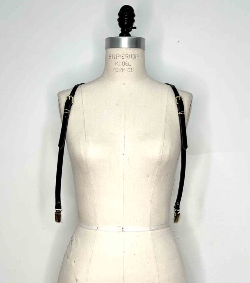 Slim y-back leather suspenders