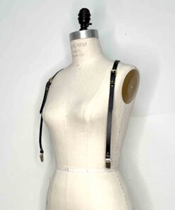 Slim y-back leather suspenders