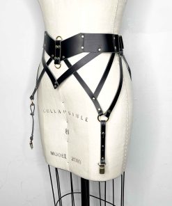 black leather garter belt