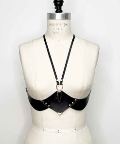 underbust leather harness bra
