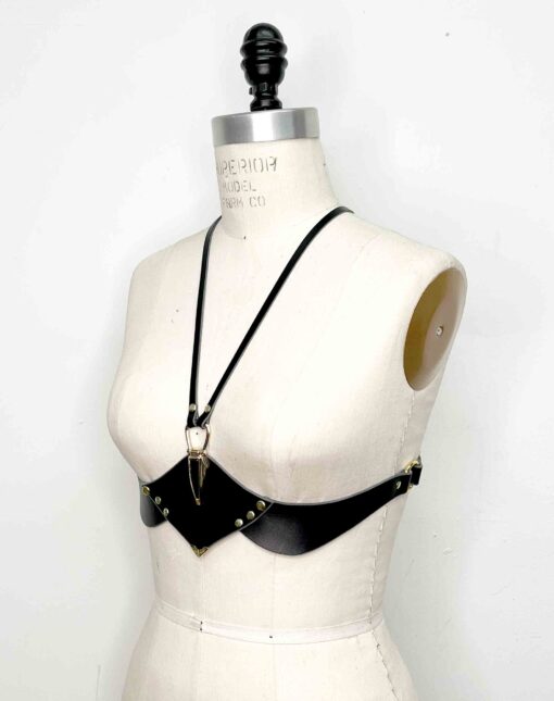 underbust leather harness bra