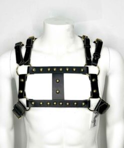 Dovan Masc Studded Black Leather Chest Harness || READY TO SHIP!