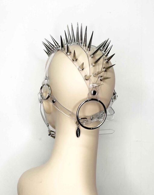 Andromeda Spiked Clear PVC Headdress Mask - Image 4