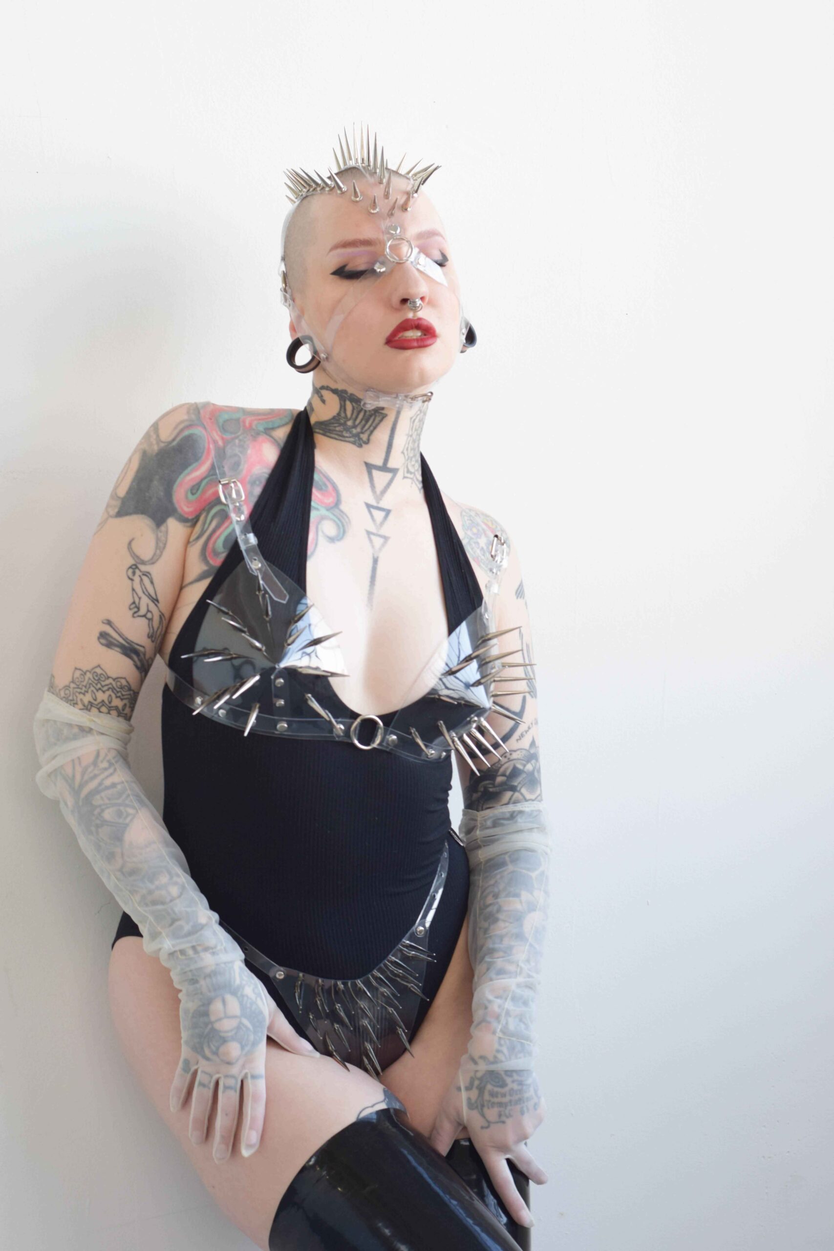 Andromeda Spiked Clear PVC Headdress Mask - Image 2