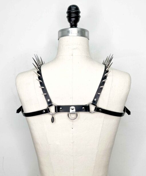 Icarus Spiked Slim Leather Bulldog Harness - Image 7