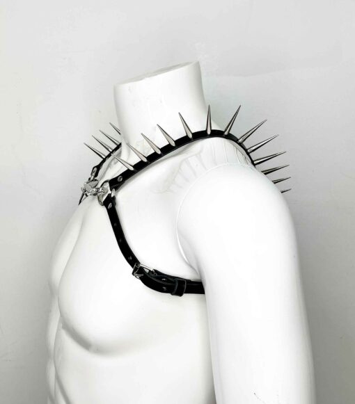 Icarus Men's Spiked Slim Leather Bulldog Harness - Image 3