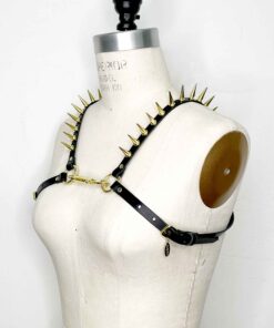 Icarus Spiked Slim Leather Bulldog Harness