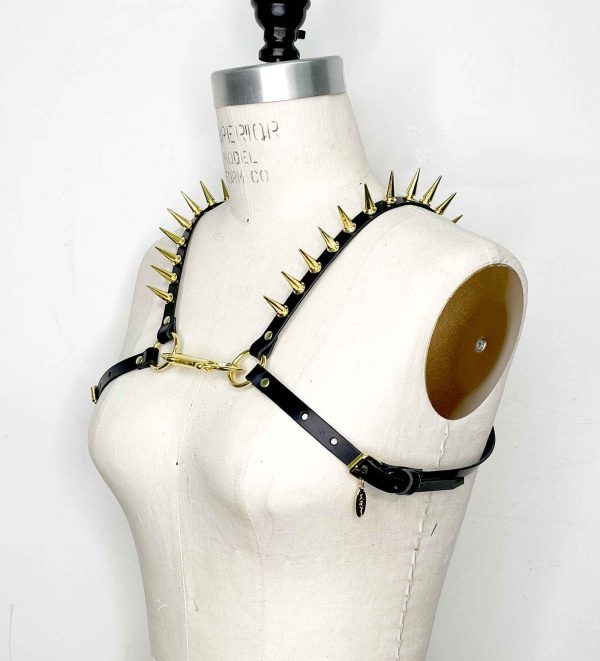 Icarus Spiked Slim Leather Bulldog Harness