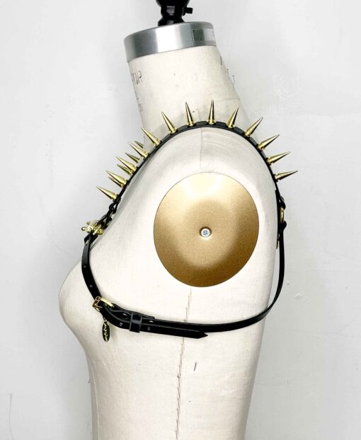 Icarus Spiked Slim Leather Bulldog Harness - Image 4