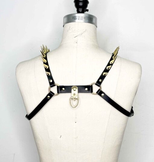 Icarus Spiked Slim Leather Bulldog Harness - Image 5