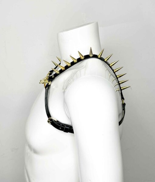 Icarus Men's Spiked Slim Leather Bulldog Harness - Image 5