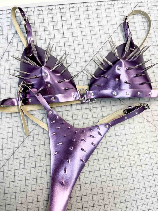Andromeda Spiked Leather Bra - Image 5