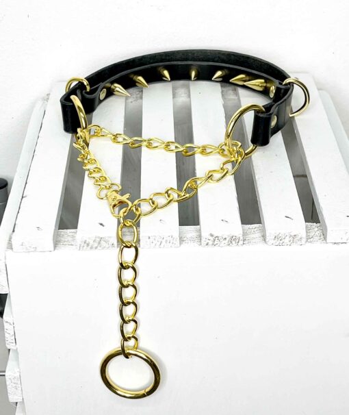 Compliance Spiked Leather Martingale Collar - Image 7