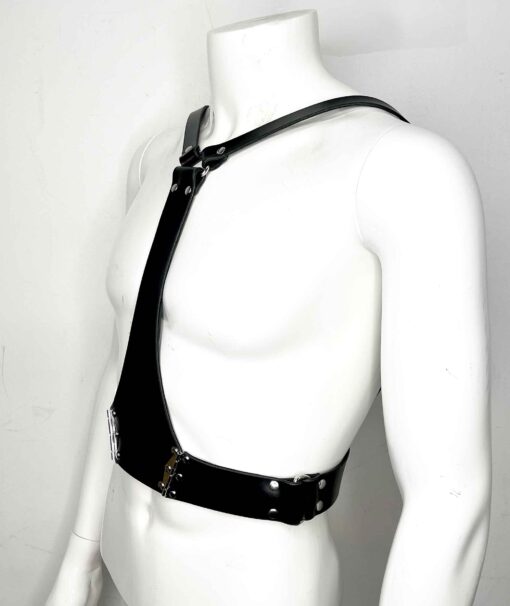 Finn Hinged Men's Leather Chest Harness - Image 2