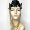 Archer Black Leather Crown and Chain Cowl